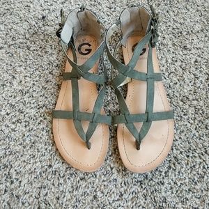 Olive green strappy sandals